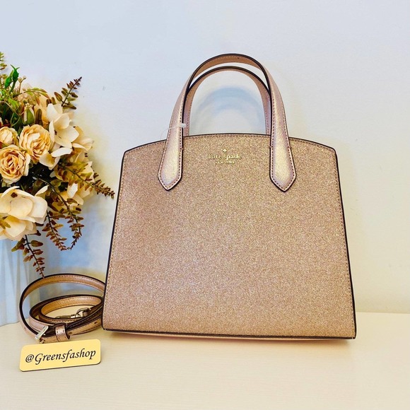 Kate spade purse tinsel glitter satchel handbag & wallet rose gold - Picture 2 of 10